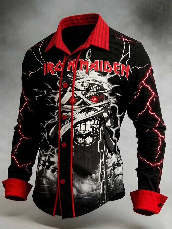 Men's England Heavy Metal Band Tour Long-Sleeve Printed Shirt