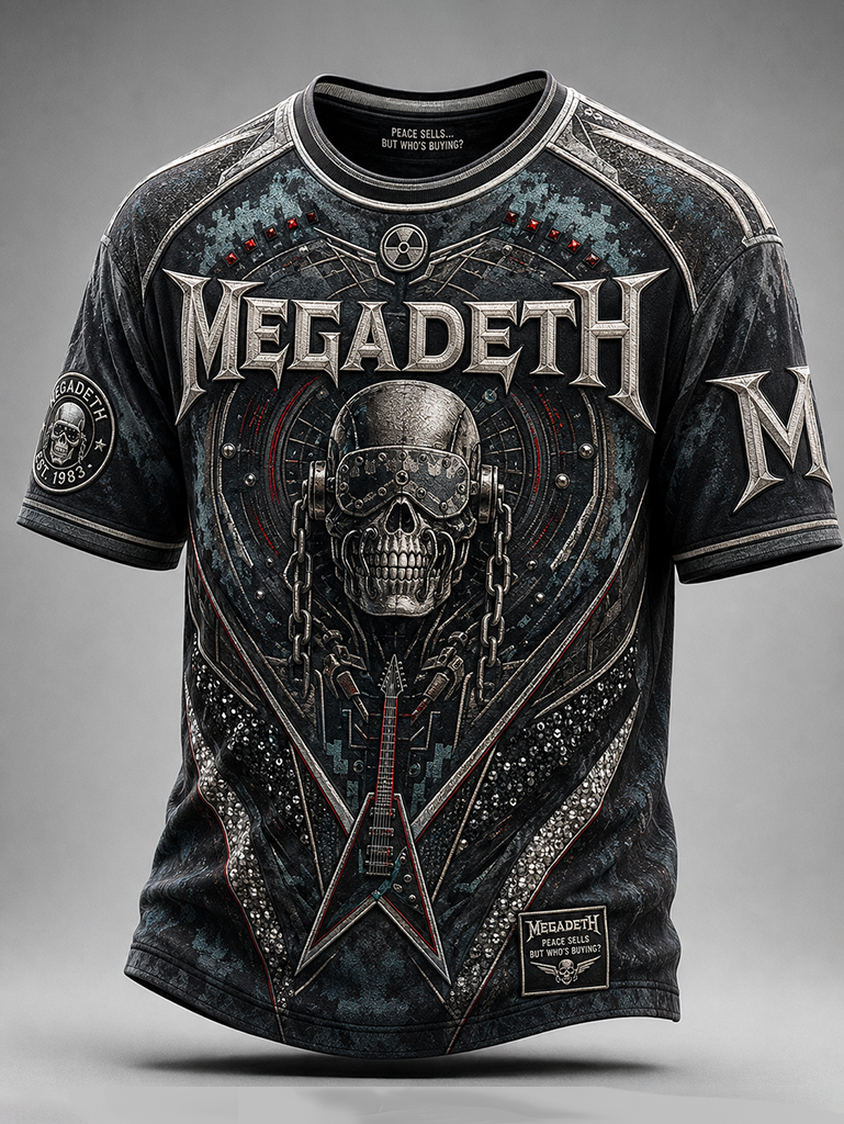 Men's Megadeth Gold Skull Luxury Band Tee