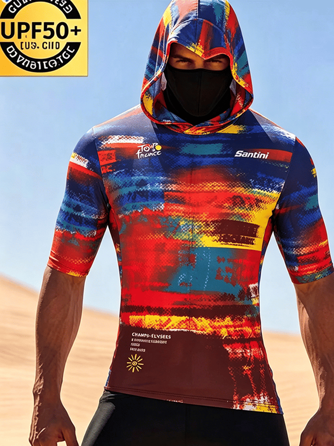 Men's Tour de France Short-Sleeve Hooded Sun-Protection Shirt