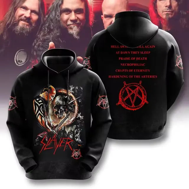 Men's American Thrash Metal Band Print Hoodie