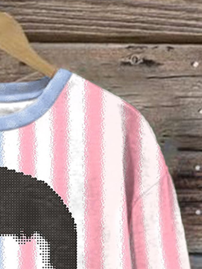 Retro King Of Rock Roll Flag Print Sweatshirt