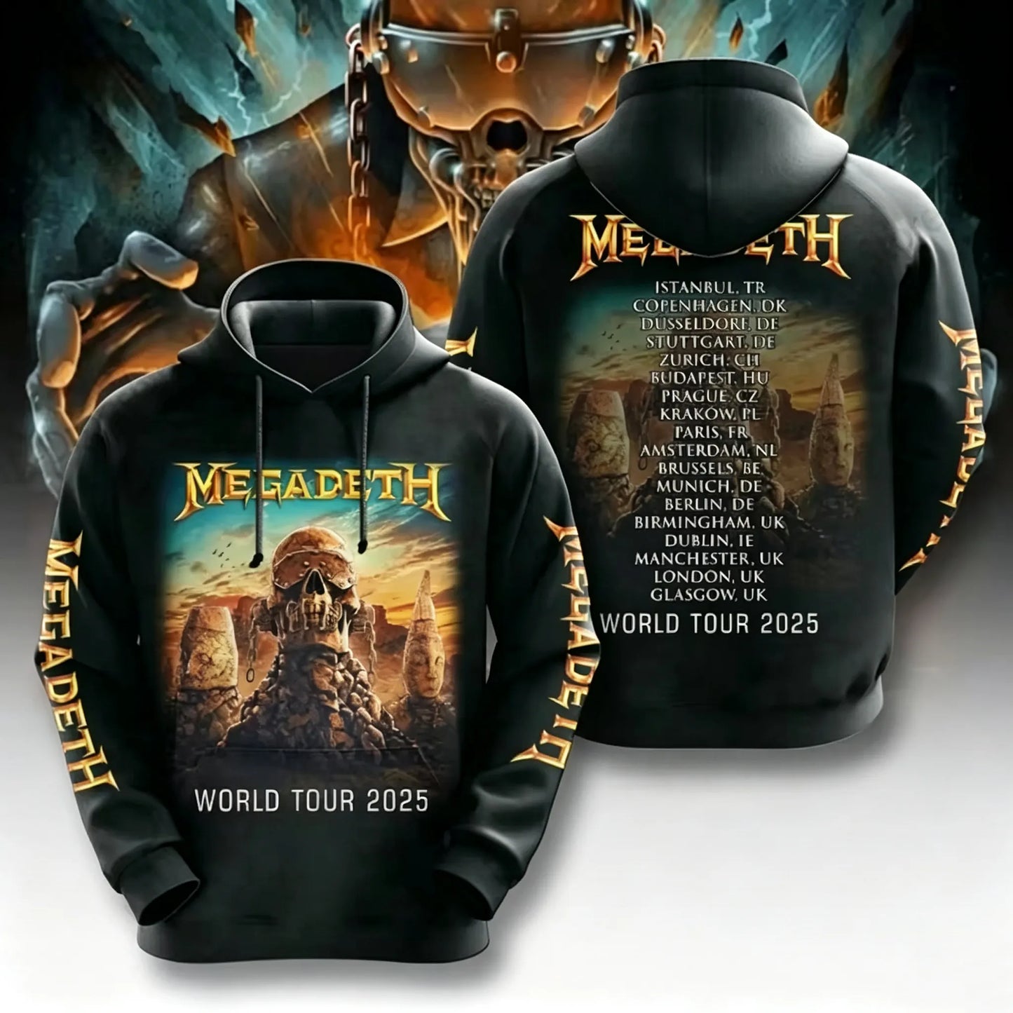 Men's American Thrash Metal Band Print Hoodie