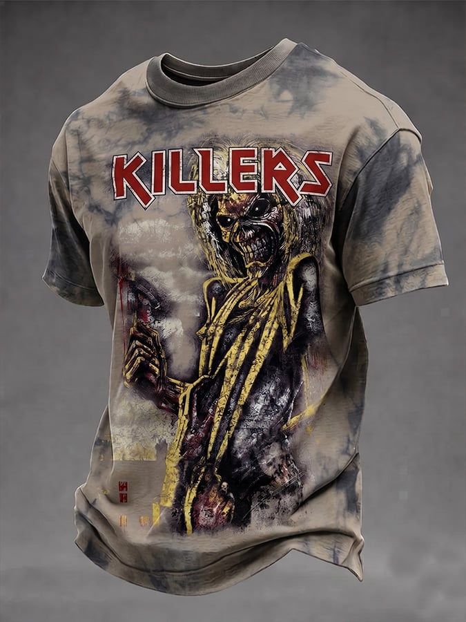 Men's England Heavy Metal Band Tour Crew Neck Short-Sleeve Printed T-Shirt