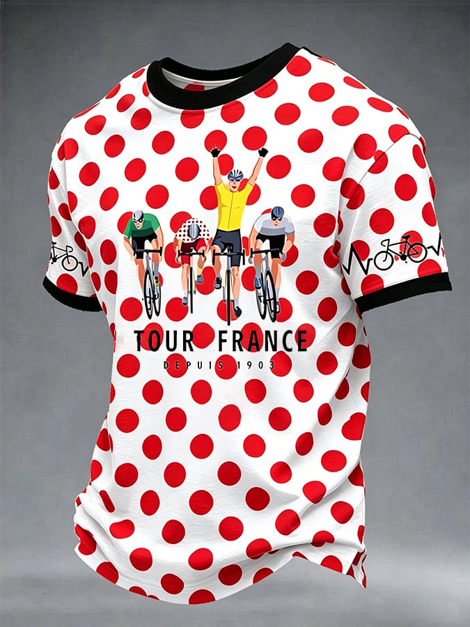 Men's Tour France Print Casual T-Shirt