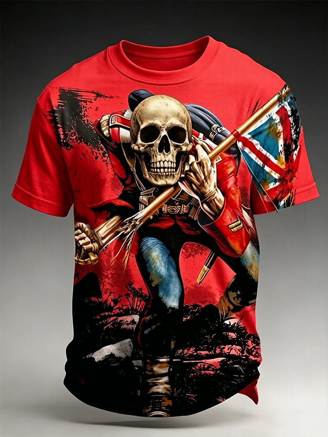 Men's England Heavy Metal Band Tour Crew Neck Short-Sleeve Printed T-Shirt