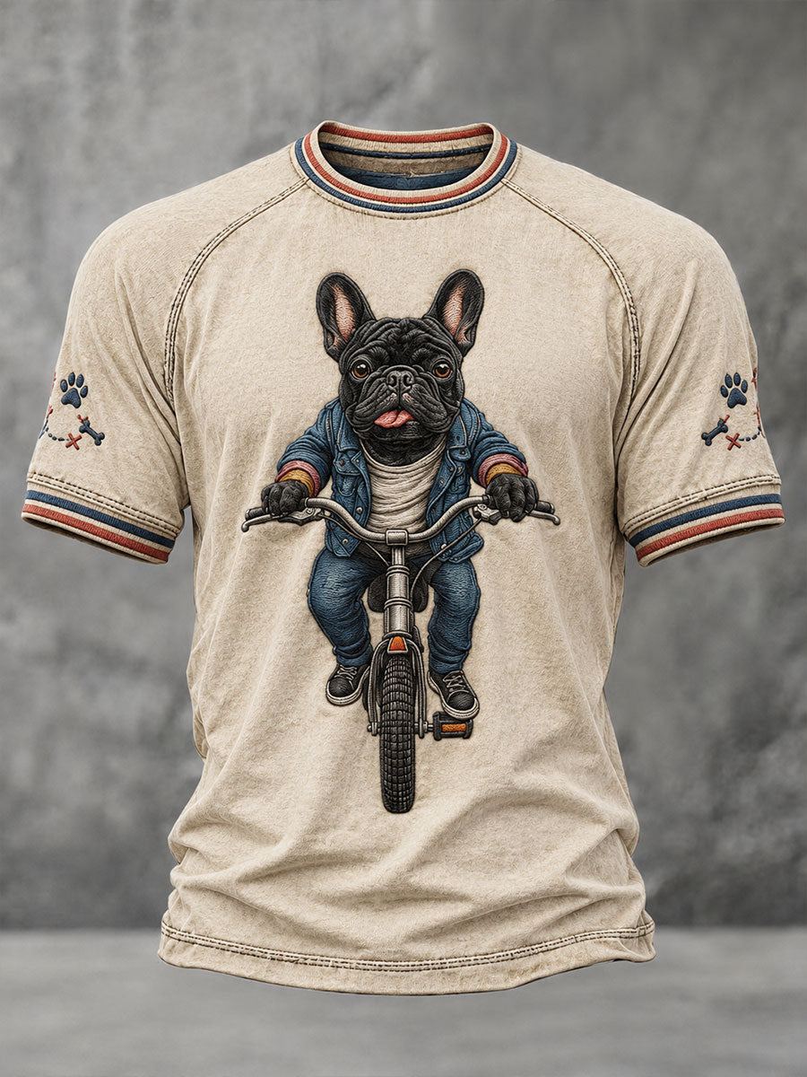 Men's Bulldog Bicycle Short Sleeve T-shirt