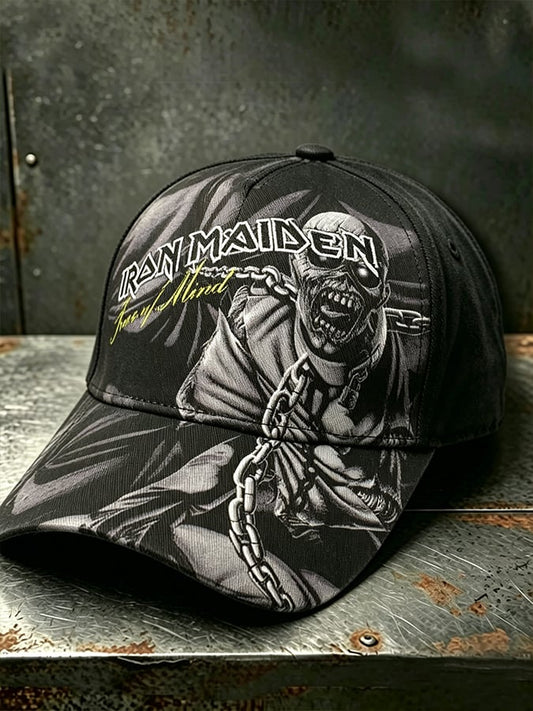 Metal-style retro washed baseball cap