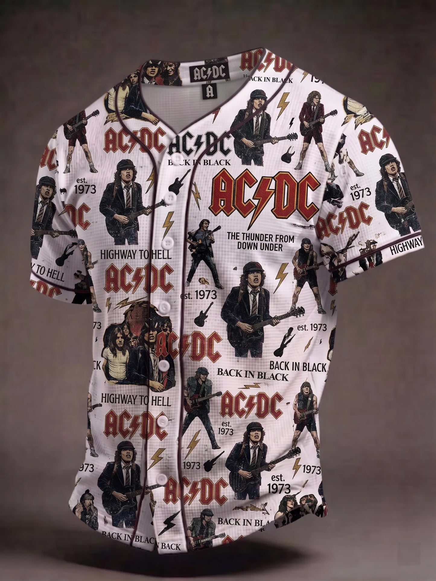 Men's Retro AC/DC Band Rock Fan Short-Sleeve Shirt