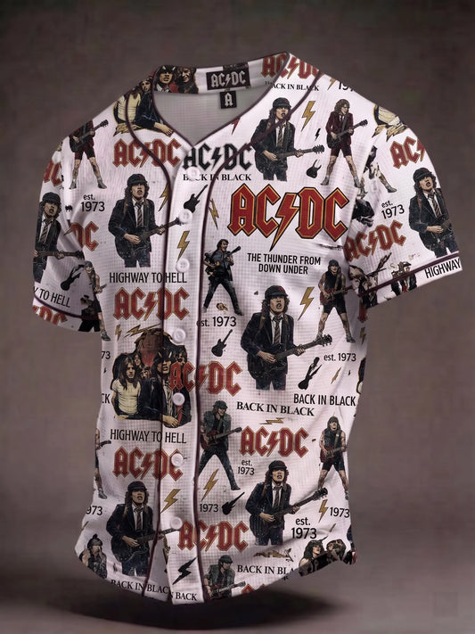 Men's Retro AC/DC Band Rock Fan Short-Sleeve Shirt