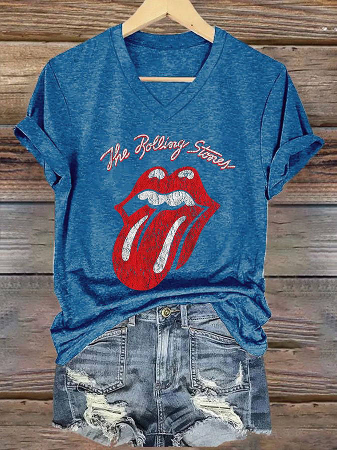 Women's Band-Themed Retro Graphic Print Casual T-Shirt
