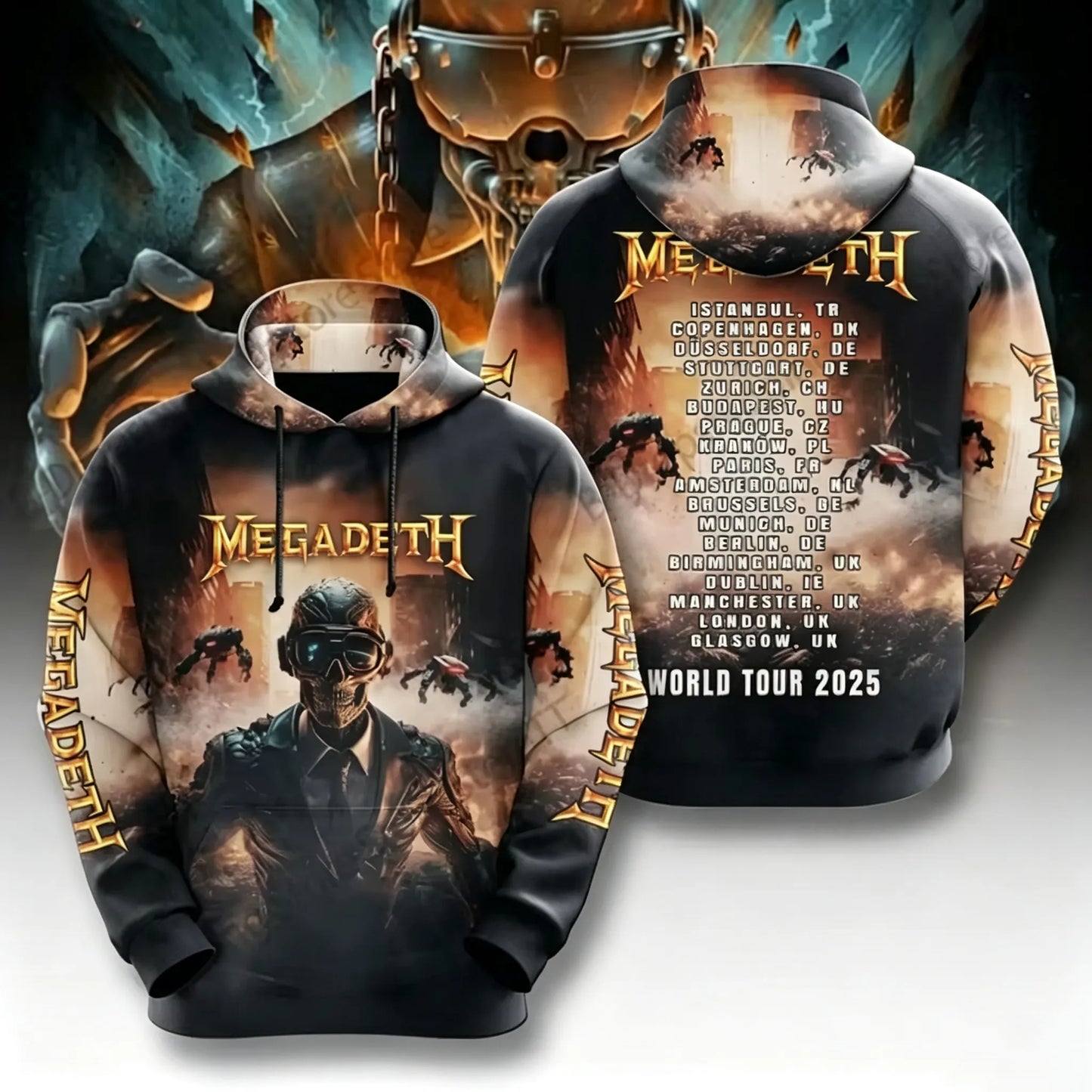 Men's American Thrash Metal Band Print Hoodie