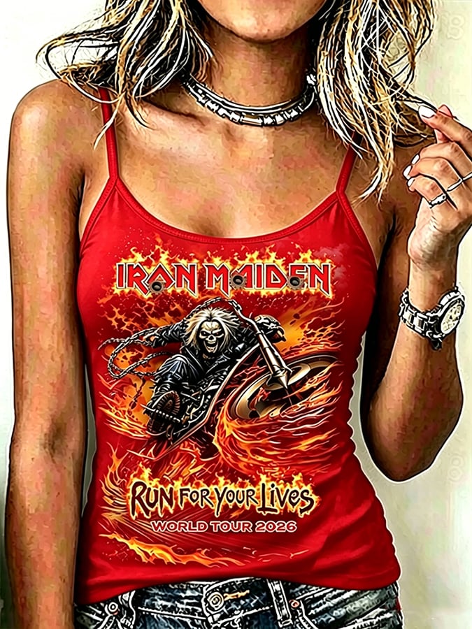 Retro women's Strapless with heavy metal band theme