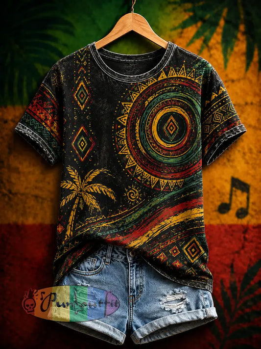 Women's Reggae Art Print Casual T-Shirt