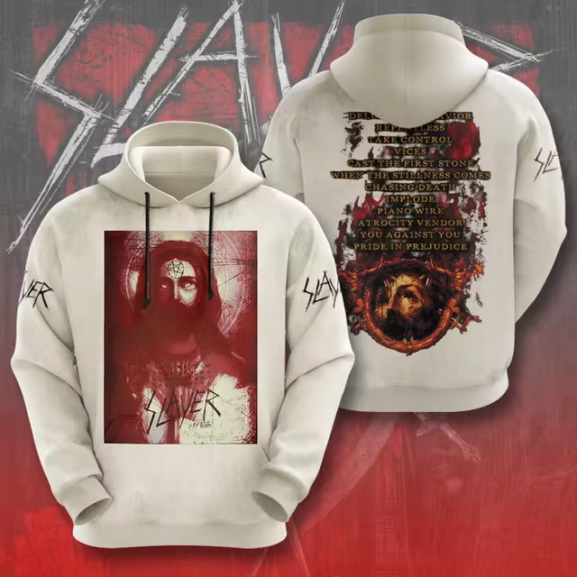 Men's American Thrash Metal Band Print Hoodie