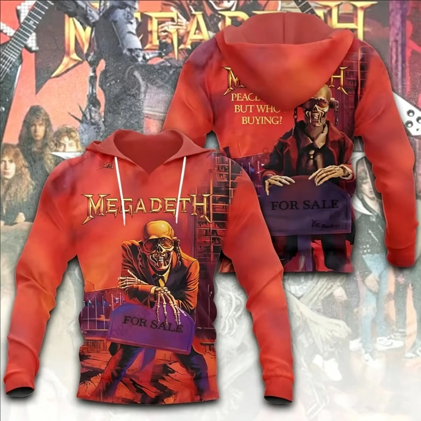 Men's American Thrash Metal Band Print Hoodie