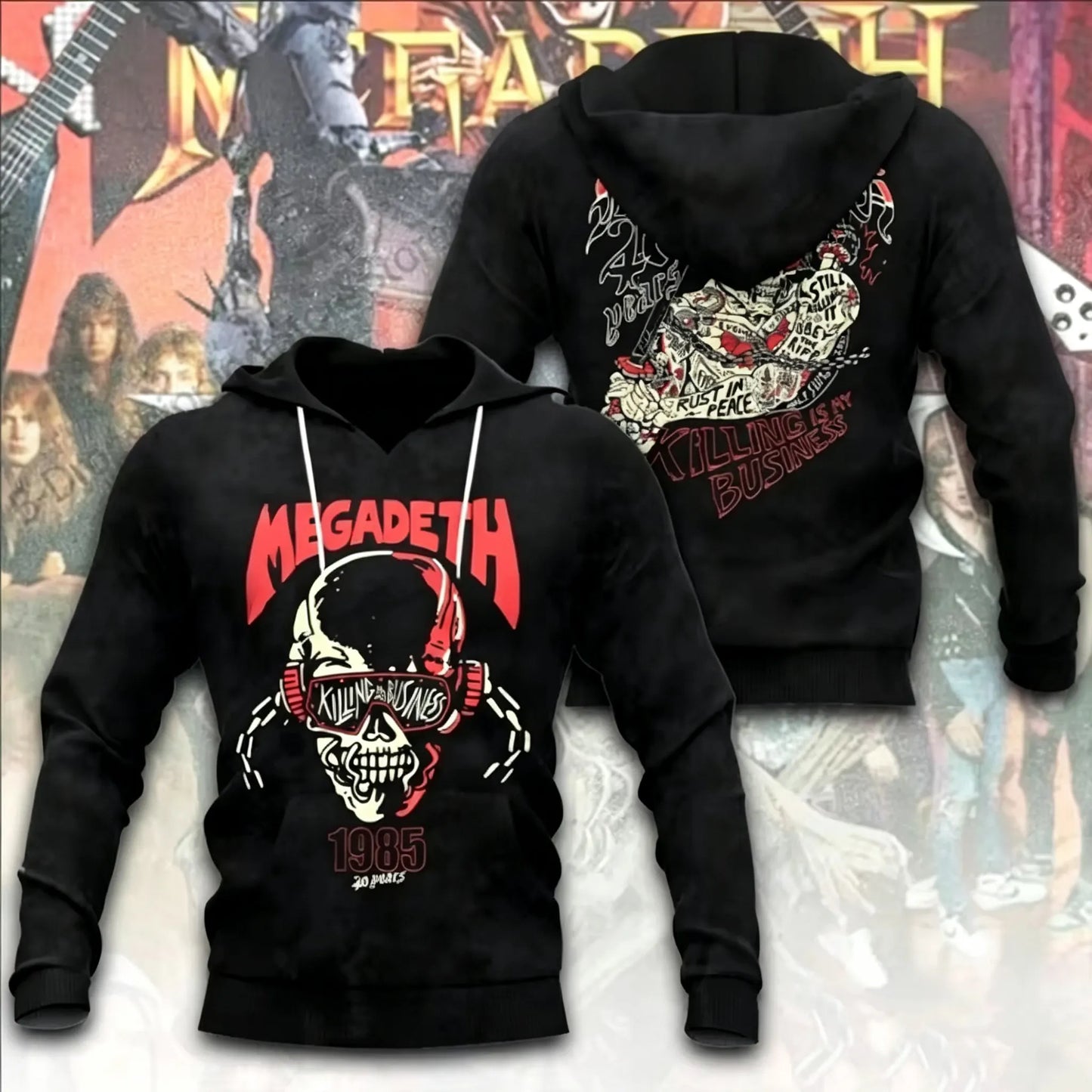 Men's American Thrash Metal Band Print Hoodie