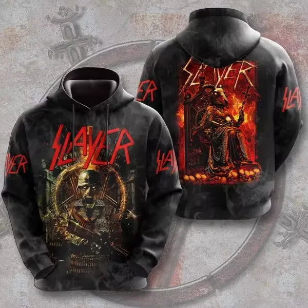 Men's American Thrash Metal Band Print Hoodie