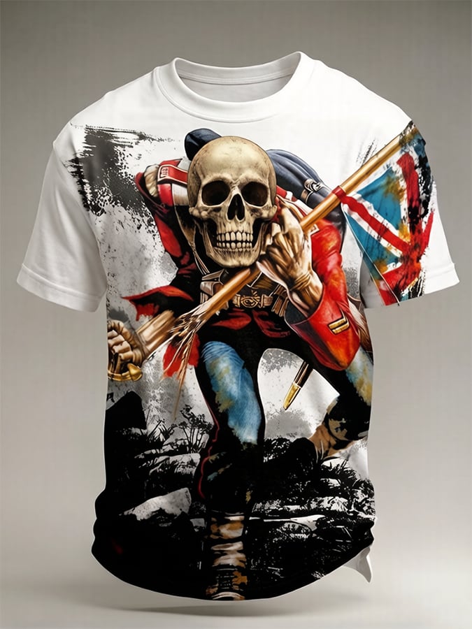 Men's England Heavy Metal Band Tour Crew Neck Short-Sleeve Printed T-Shirt