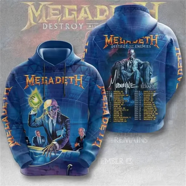 Men's American Thrash Metal Band Print Hoodie
