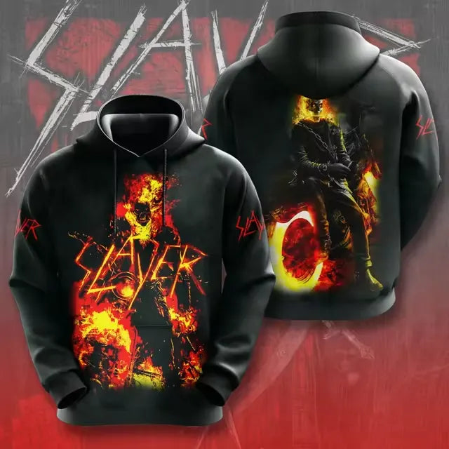 Men's American Thrash Metal Band Print Hoodie