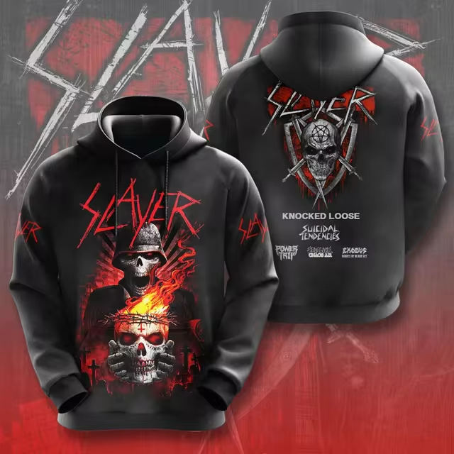 Men's American Thrash Metal Band Print Hoodie