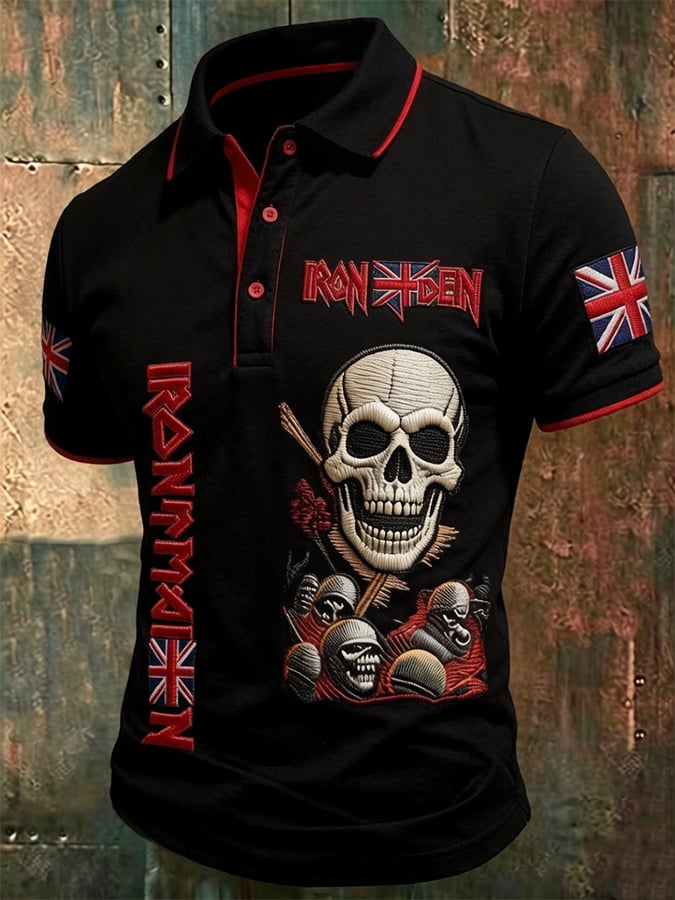Men's England Heavy Metal Band Short-Sleeve Printed Polo Shirt