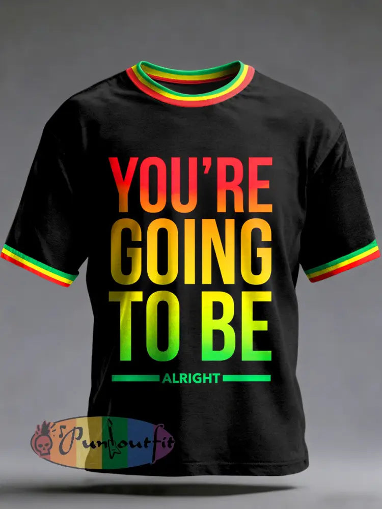 Men's  Reggae Printed Vintage Fashion Loose Short Sleeve T-Shirt