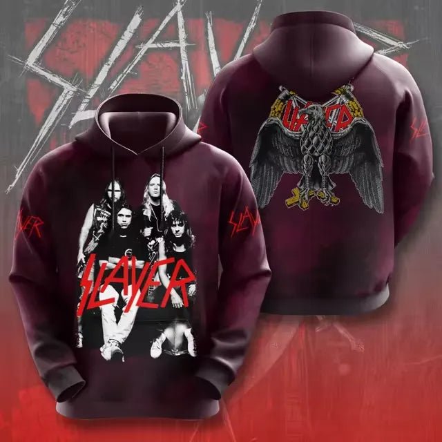 Men's American Thrash Metal Band Print Hoodie