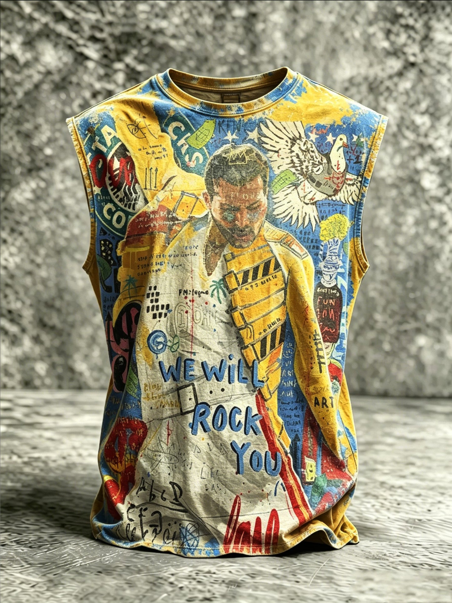Men's Music-Print Casual Tank Top