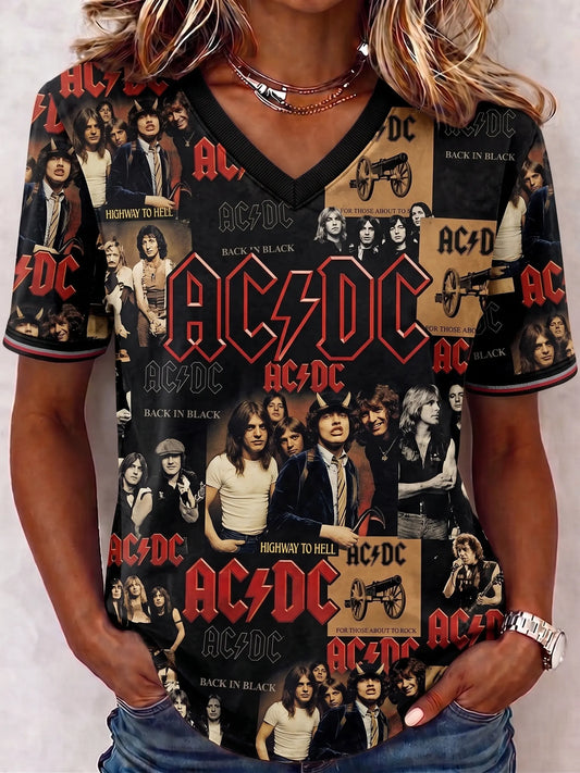 Women's Retro AC/DC Band Rock Fan Short-Sleeve T-Shirt
