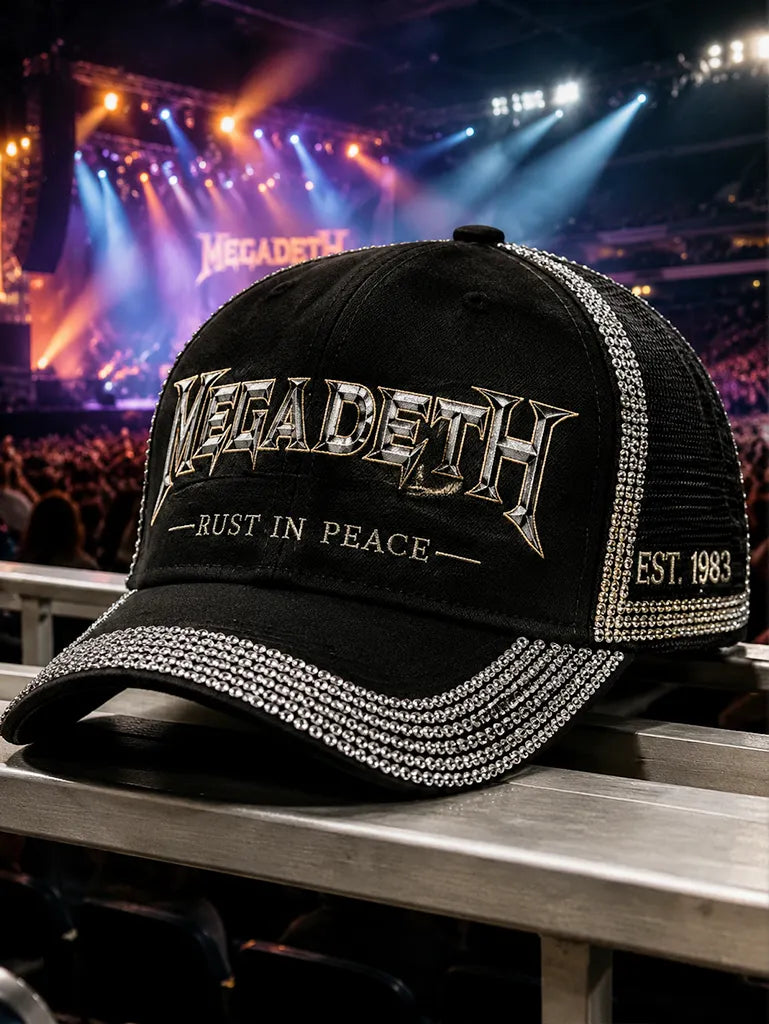 Megadeth Rhinestone Rust In Peace Trucker Hat