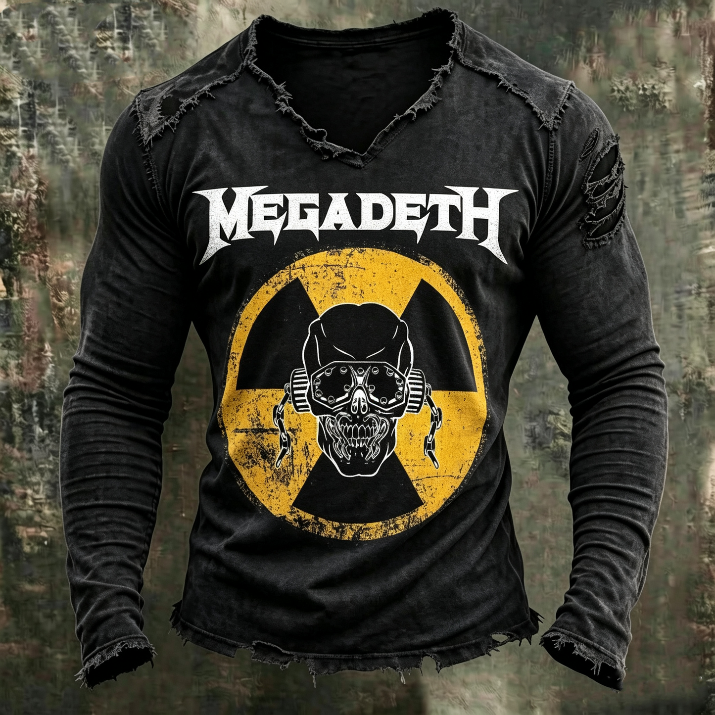 Men's Vintage American Thrash Metal Band V-neck T-shirt