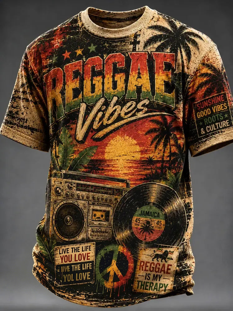 Men's Reggae Print Casual T-Shirt