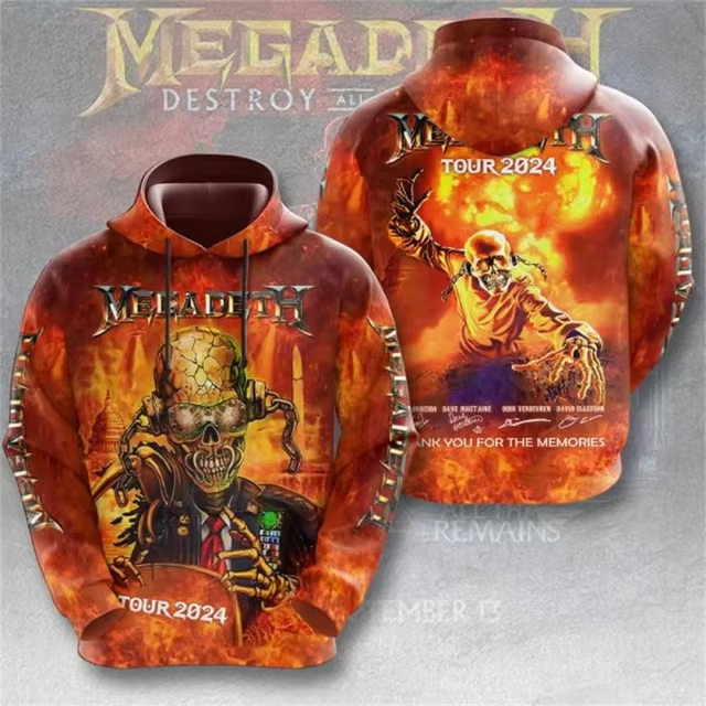 Men's American Thrash Metal Band Print Hoodie