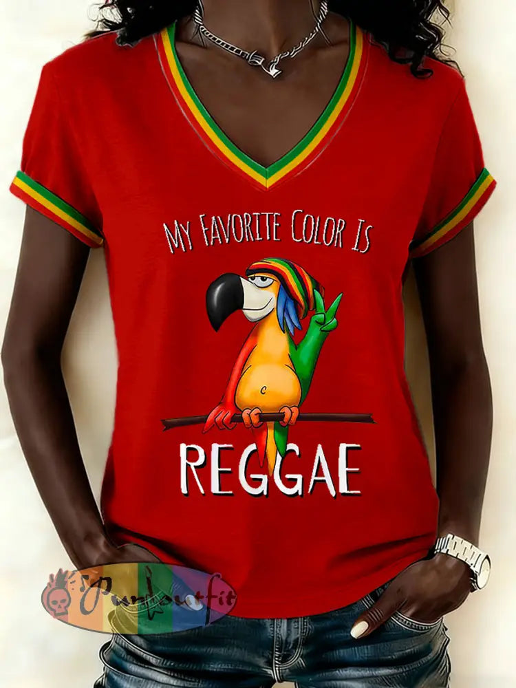 Women's Reggae Print Casual T-shirt
