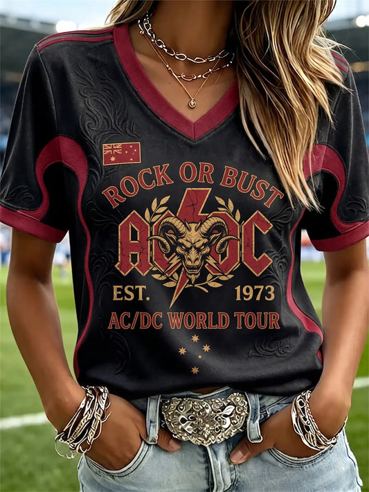 Women's Retro AC/DC Band Rock Fan Short-Sleeve T-Shirt
