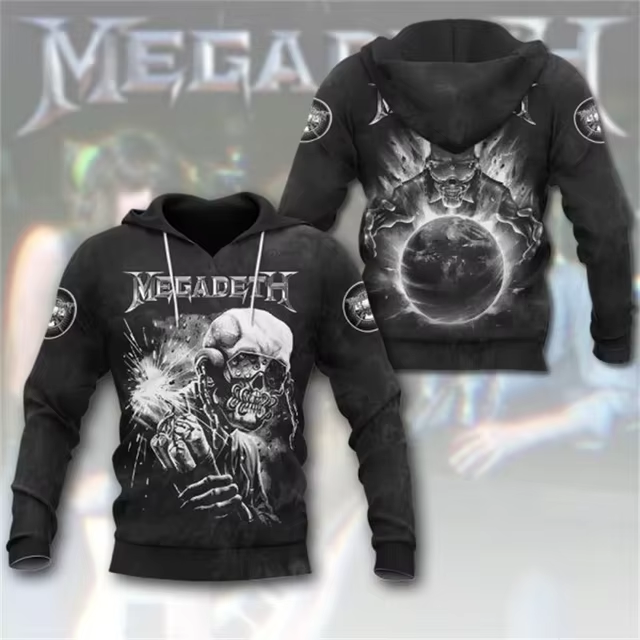 Men's American Thrash Metal Band Print Hoodie