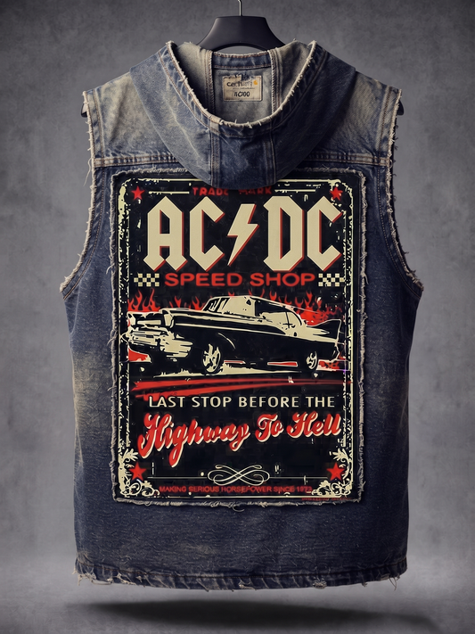 AC/DC Fan Vintage Denim Vest