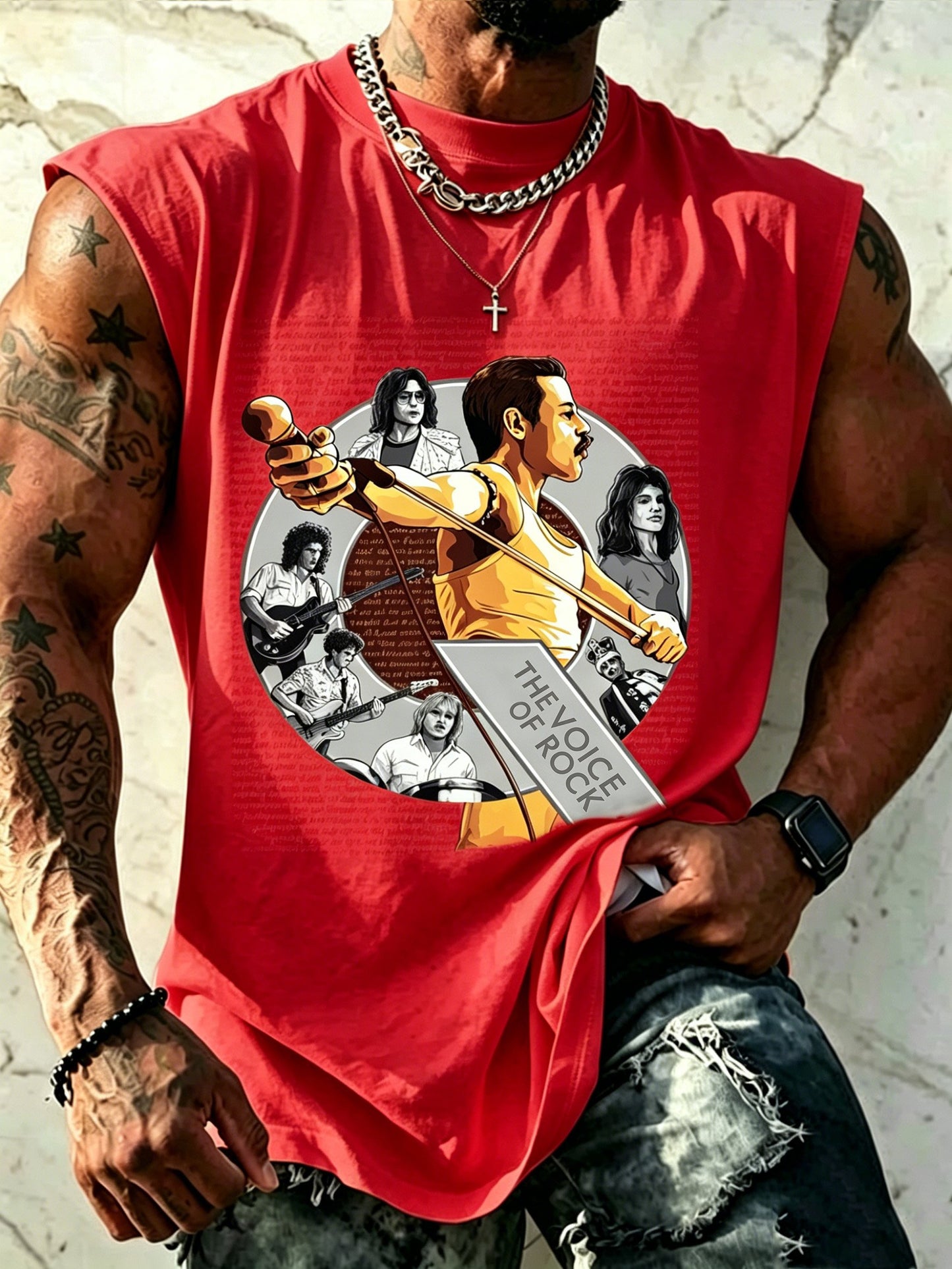 Men's Music-Print Casual Tank Top
