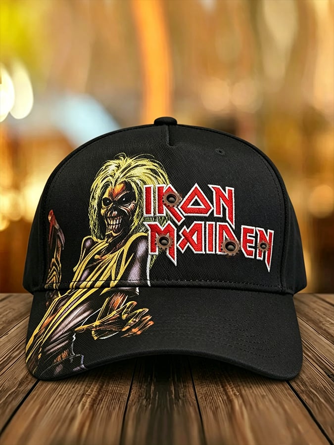 Metal-style retro washed baseball cap