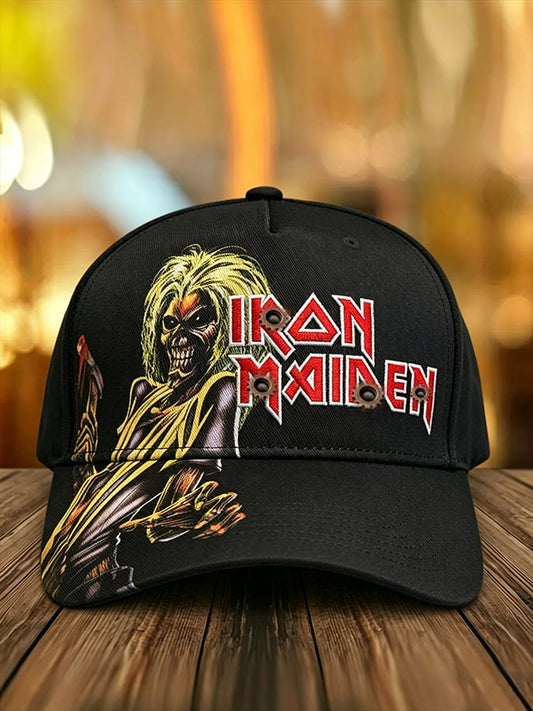Metal-style retro washed baseball cap