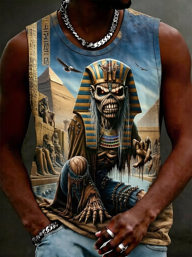 Men's England Heavy Metal Band Crewneck Printed Tank Top