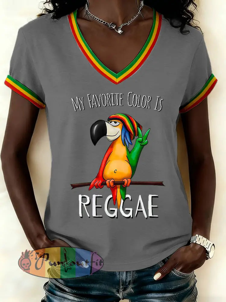 Women's Reggae Print Casual T-shirt