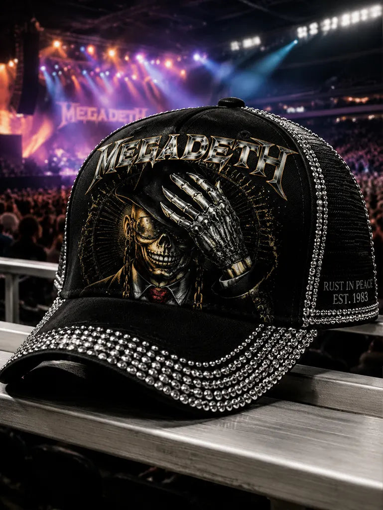 Megadeth Rhinestone Rust In Peace Trucker Hat