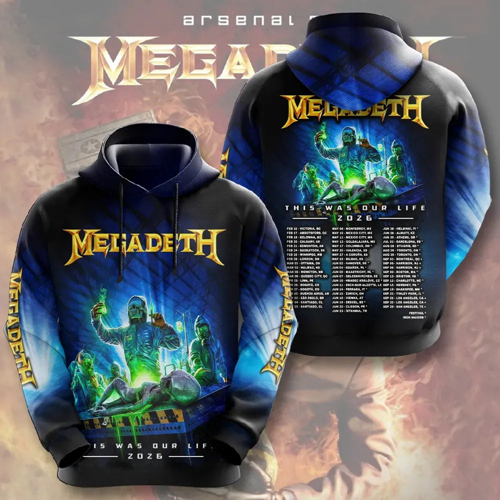 Men's American Thrash Metal Band Print Hoodie
