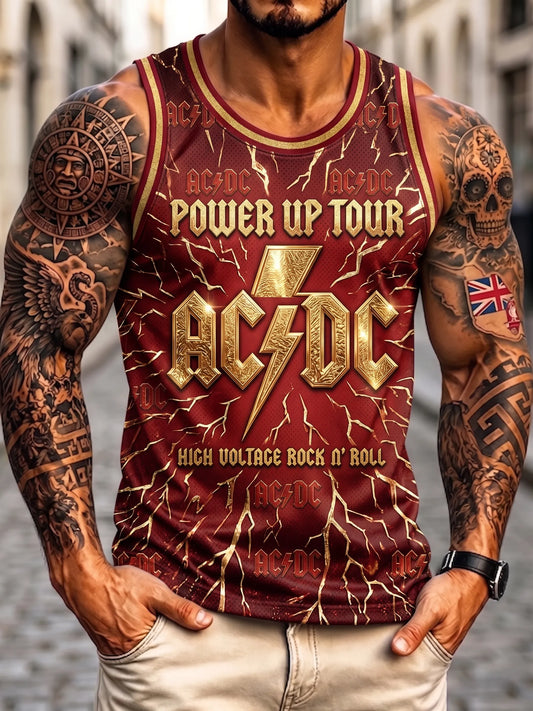 Men's Retro AC/DC Band Rock Fan Sleeveless Tank Top