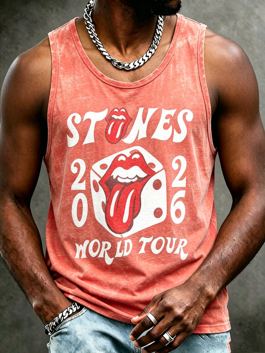Men's Rolling Foreign 2026 Rock Band Tongue Tank Top