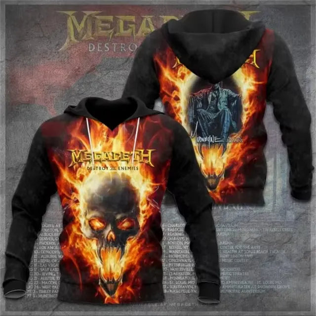 Men's American Thrash Metal Band Print Hoodie