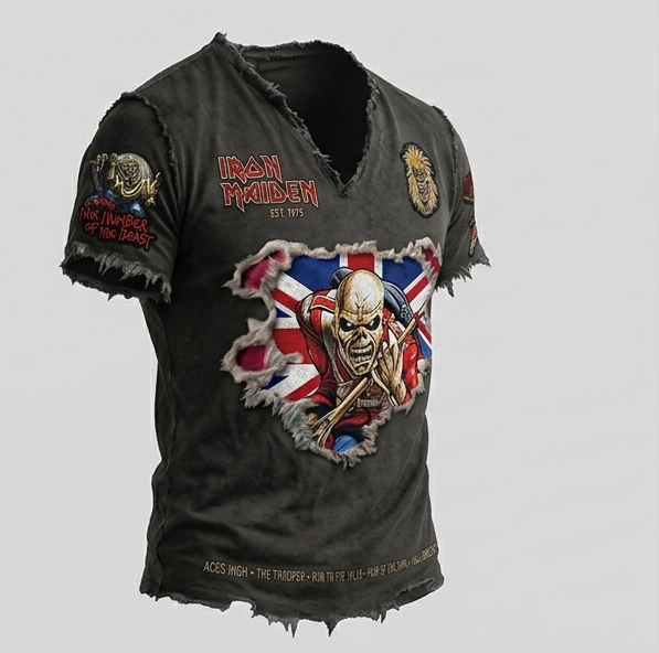 Vintage Iron Maiden V-neck T-shirt