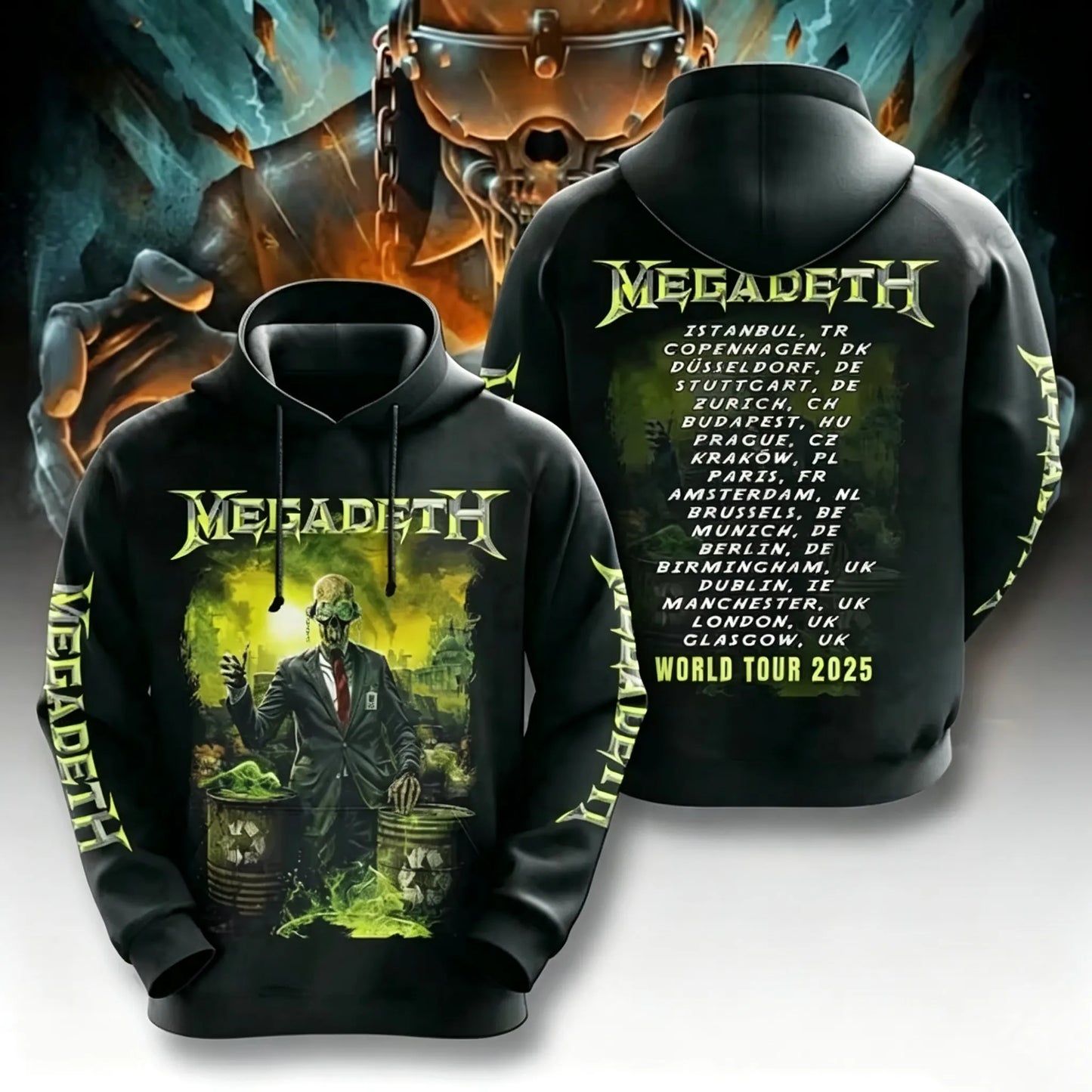 Men's American Thrash Metal Band Print Hoodie